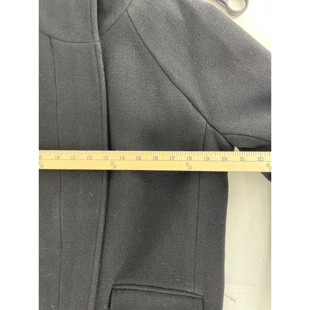 J.Crew‎ Black Stadium Cloth Wool Cocoon Coat Italian Fabric Gold Buttons Size 2 - Picture 7 of 10